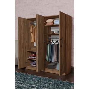 Armoire en bois ARENA à 4 portes, pin atlantique, avec 6 étagères et 2 penderies pour l'organisation des vêtements dans l'atelier - Product Image 6