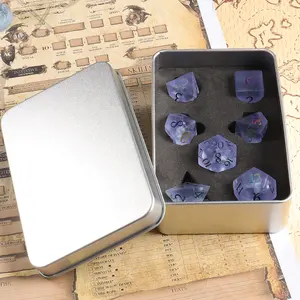 Personalized 16mm 20mm Precision D D Gemstone RPG Polyhedron Dice Set Frosted Burst Crystal And Glass Dice For Board Games