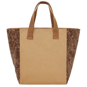 Bolso tote vintage de lona y corcho con asa de hombro, ecológico, con diseño de grano de madera de café de Vietnam y detalles de corteza - Product Image 4