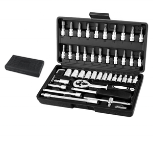 Kit d'assemblage de douilles à cliquet rapides 1/4'' de 46 pièces pour réparation automobile, boîte à outils de réparation automobile, outils montés sur véhicule - Product Image 1