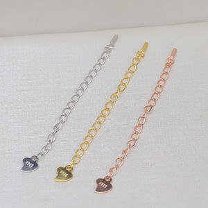 10 chaînes en argent S925 faites à la main, extension de 5 cm avec joint de queue, extension de manchette plaquée or 14 carats pour collier et bracelet 1851 - Product Image 4