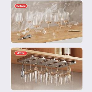 Portabicchieri in Metallo, Supporto Autoadesivo a 2/3 Livelli con Ganci, Adatto per Cucina, Bar e Ristorante - Product Image 3