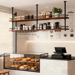 Étagère <span class=keywords><strong>de</strong></span> rangement suspendue pour comptoir <span class=keywords><strong>de</strong></span> <span class=keywords><strong>bar</strong></span>, style industriel, en fer, porte-vin, porte-gobelets, mobilier <span class=keywords><strong>de</strong></span> maison - Product Image 5