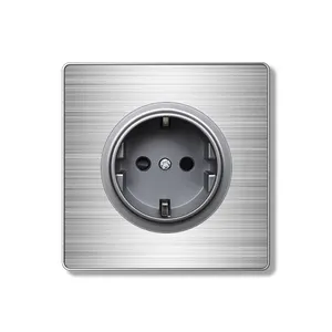 EU/UK/US Standard 1/2/3 gangs full Aluminum alloy Touch wall switch socket With LED Indicator