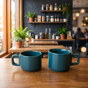 Juego de 2 Tazas de Té de Cerámica Color Verde Azulado, Diseño Moderno con Patrón Sólido, Aptas para Viajes, Resistentes al Calor, Aptas para Lavavajillas, con Caja de Regalo - Product Image 2