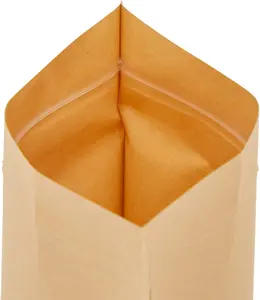 Stand Up fermuar Kraft kahverengi kağıt açılıp kapanabilir isı yapışmalı gıda depolama Doypack ambalaj torbalar kağıt torba ile pencere