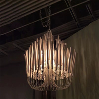 Lustre moderne blanc LED en bois et métal de style nordique pour salon, salle à manger, restaurant, église, mariage