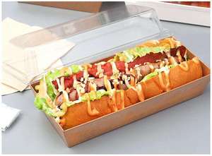 Custom Standard Fast Food Kraft <strong>Paper</strong> Takeout Packaging Sleeve Packs Hot Dog Burger <strong>Box</strong> for Restaurant - Product Image 3
