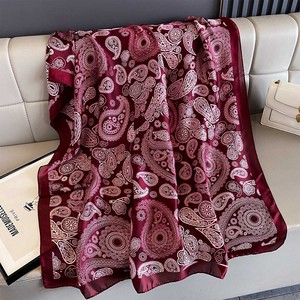 Wholesale 2025 Hot Sale Cheap Satin Scarf Fashion New Design Golden Vines Flower Print Long Silk Scarf Women - Product Image 4