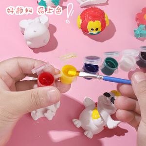 Kit de coloriage de poupées en plâtre pour enfants, jouet créatif de peinture DIY, 4-6 ans, taille unique, cadeau artisanal en plâtre - Product Image 4