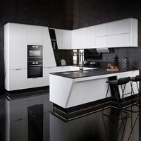 OPPOLIA Designs Gratuits Style Italien Cuisines Complètes Laquées Armoires de Cuisine Étanches Noir et Blanc Industriel Moderne