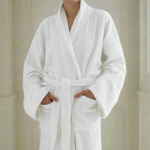 Peignoir en tissu éponge 100% coton à col châle Robes de spa Peignoir d'hôtel <span class=keywords><strong>5</strong></span> étoiles très absorbant pour femmes et hommes - Product Image 5