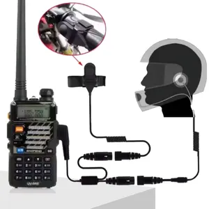 Fone de ouvido para capacete de motor, microfone PTT para Kenwood Baofeng Radio CB UV-5R UV-5RE Plus BF-F8 + GT-3 Walkie Talkie