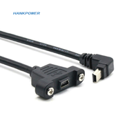 Câble adaptateur d'extension mâle-femelle Mini USB 5 broches à 90 degrés avec vis