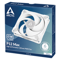 ARCTIC P12 Max-Ventilateur PC-Ventilateur de boîtier haute performance 120mm-Contrôlé par PWM 400-3300 rpm-Mode 0dB-Blanc
