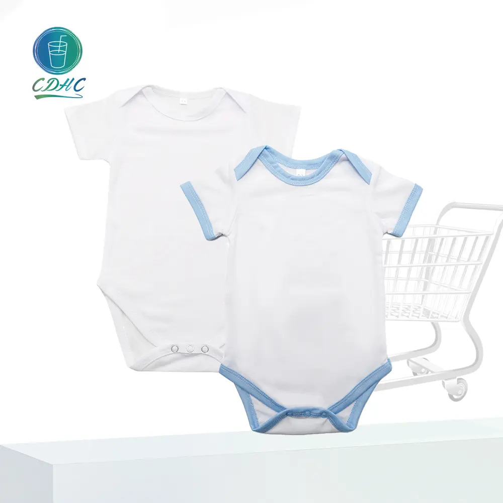 Desain Baru Logo Kustom Sublimasi Cetak Termal Poliester Bayi Kosong Onesie Bodysuit Baju Merangkak