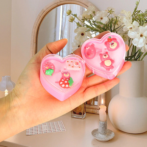 Cartoon Ring Set For Kids Plastic Jewelry <b>Box</b> Heart Shape Gift For Girls Birthday Present Pattern Mix And <b>Match</b> - Product Image 2