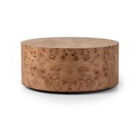 Table basse ronde moderne avec plateau en bois de cerisier et structure en acier inoxydable, design simple fait main pour salon