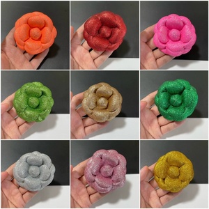 10x1 Flor de tela grande de 6.6cm con purpurina, tipo camelia, para corsage con pasador de cabeza, pequeña, perfumada, accesorio de moda formal para ropa - Product Image 6