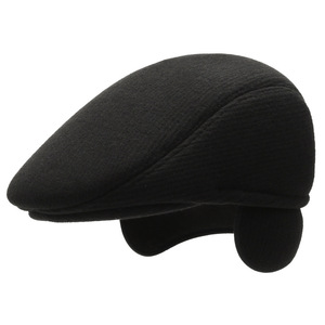 Gorro de invierno a rayas para hombre, para padres y abuelos de mediana edad y mayores, gorra con visera y forro de algodón grueso - Product Image 1