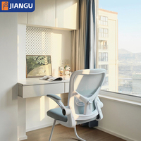 Bureau d'étude personnalisé beige crème simple avec bibliothèque murale intégrée et poste informatique