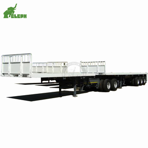 Trung Quốc 2 + 3 trục 20ft + 40ft siêu liên kết liên kết phẳng xe tải Trailer Đôi Kéo Container phẳng Trailer bán - Product Image 2
