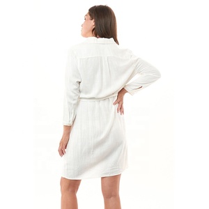 <span class=keywords><strong>3</strong></span> in 1 OEM abiti da gravidanza da donna in fabbrica per maternità a manica lunga in Rayon camicie Midi vestito con cintura - Product Image 4