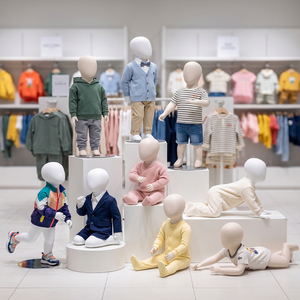 Maniquí Infantil de Fibra de Vidrio con Base de Metal, Maniquí de Cuerpo Completo para Exhibición en Tiendas de Ropa para Niños - Product Image 1