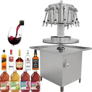 Semi automatic 14/12/10 heads liquid filler rotary manual wine,juice,alcohol filling machine
