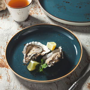 Plato <span class=keywords><strong>de</strong></span> cerámica para decoración del hogar, juego <span class=keywords><strong>de</strong></span> platos <span class=keywords><strong>de</strong></span> porcelana azul mate pintados a mano <span class=keywords><strong>de</strong></span> 8 "y 10,75", para Hotel y <span class=keywords><strong>restaurante</strong></span>, venta al por mayor - Product Image 4