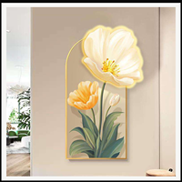 Decoración de Pared LED con Cristales en Forma de Tulipán, Arte Botánico Vertical con Luz para Sala de Estar, Recepción, Nicho, Boutique, Interiores de Hotel