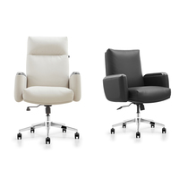 Chaise de bureau de direction à dossier haut et moyen en cuir PVC pivotante pour manager, PDG, bureau