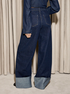 Jeans à jambes larges <span class=keywords><strong>pour</strong></span> femmes, coupe décontractée chic, pantalon en denim ample, streetwear, pantalon confortable et relaxant - Product Image 3