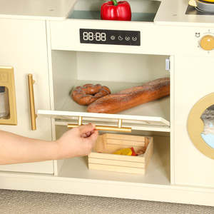 Gioco da cucina in legno per bambini con frigorifero pentole fingere di cucinare <span class=keywords><strong>giocattolo</strong></span> di apprendimento precoce gioco di ruolo educativo <span class=keywords><strong>giocattolo</strong></span> - Product Image 4