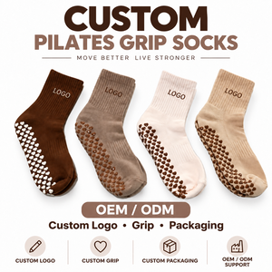 Custom Pilates <b>Grip</b> <b>Socks</b> for Women Breathable Crew Yoga Barre <b>Socks</b> OEM ODM Private Label - Product Image 1