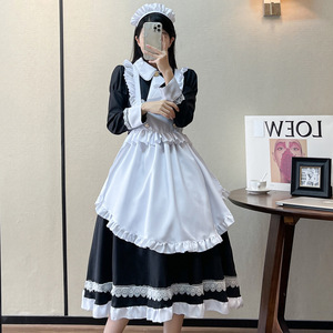Zixiao Maid Costume Long Sleeve Black Polyester Women Adult Anime Cosplay Lolita Uniform - Product Image 1