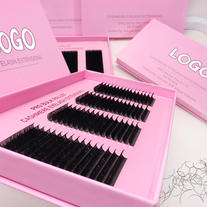 Extensions de cils en cachemire professionnelles en vrac sur palette 0.03mm 0.07mm Courbure C D, Plateaux d'extensions de cils marque privée Noir mat Cachemire - Product Image 2