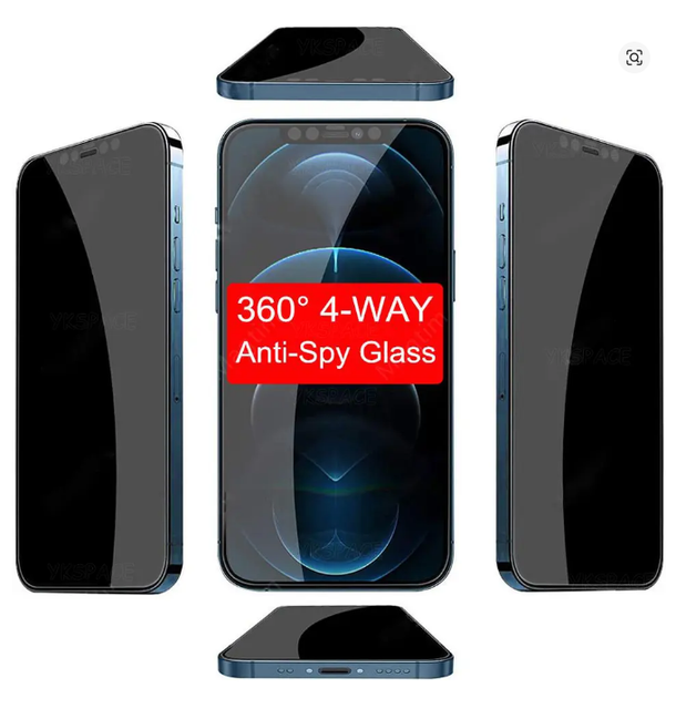 2PCK Anti Spy 4-Way Screen Protector for iPhone 17 Air 16E 16 15 14 Plus 13 12 360° Privacy Tempered Glass for iPhone 17 Pro MAX