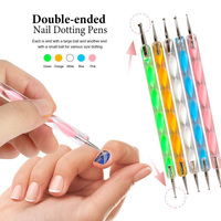 Boîte ronde en fil d'or et d'argent pour manucure, ensemble complet d'autocollants pour ongles en gel avec lampe uv