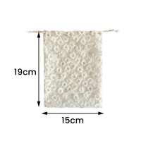 Pochette en dentelle brodée, maille florale transparente 15x19cm, organiseur de bijoux, vente en gros, marque privée, ourlet soigné, sac cadeau