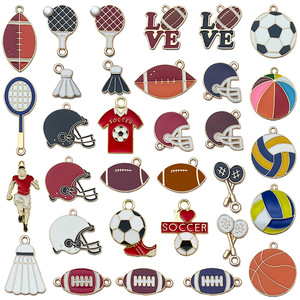 DIY Alliage Huile Dripping Accessoires Équipement Sportif Football Basketball Volleyball Pendentif Porte-clés Bracelet Bijoux - Product Image 6