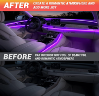 Bande lumineuse LED néon à activation vocale automatique, directement de l'usine, 5 en 1, 64 couleurs, kit d'éclairage d'ambiance pour voiture, éclairage d'ambiance intérieur de voiture