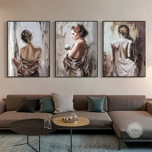 抽象人物画性感女孩身体背面海报和版画现代油画壁画客厅家居装饰无框