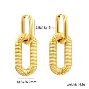 Pendientes de Aro Colgantes de Moda, Joyería de Acero Inoxidable, Chapados en Oro de 18K, Elegantes y Lisos, con Forma de Corazón y Estrella, para Mujer - Product Image 3