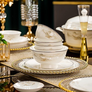 Service de vaisselle en céramique de Jingdezhen, ensemble de plats en porcelaine fine, vente en gros, assiettes de dîner domestiques, coffret cadeau de pendaison de crémaillère - Product Image 2