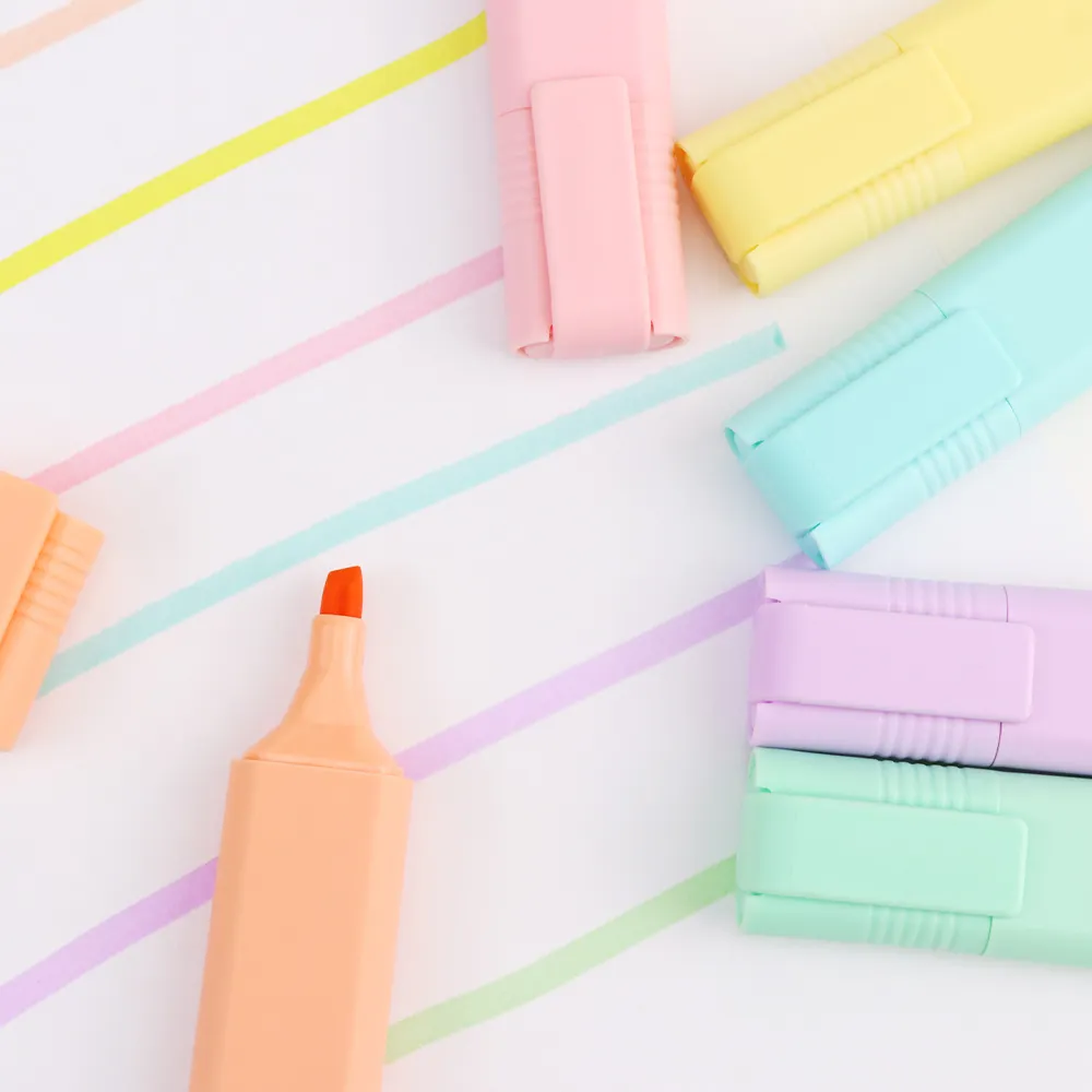 Highlighter dengan ujung serat pahat kualitas tinggi pena penanda highlighter tinta neon cocok untuk hadiah promosi kantor