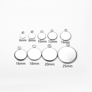 Base de disque ronde en acier inoxydable 6-25 mm, connecteurs à anneau unique soudé pour la fabrication de pendentifs en pierres précieuses DIY - Product Image 2