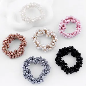 Fashionable Beaded Hair Rope Sweet Tie Fresh String of Pearl Hair Bands for Winter