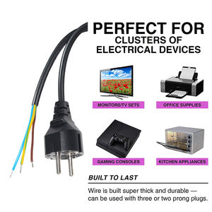 Câble d'extension de prise EU 250V rétractable Schuko vers extrémité dénudée Câble d'alimentation CA Câble ouvert - Product Image 3