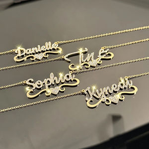 18Kゴールドステンレススチール製カスタムダイヤモンドハートネームペンダントネックレスCE認証母の日ギフト - Product Image 4